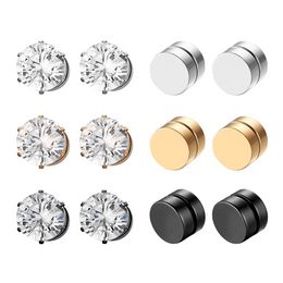 Stainless Steel Magnetic Stud Earrings for Men Women Unisex Round Magnet Earrings Without Piercing Fashion Jewellery