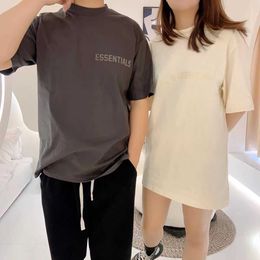 Men's T-Shirts Fashion ESS Designer FOG Double Thread ess New Season 8 Flocked Short Sleeve T-Shirt Xinjiang Cotton Loose and Women's