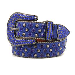 Hip Hop Punk bb belt with rhinestone designer belts for men women waistband red blue