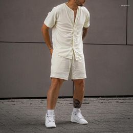 Men's Sweaters 2023 Summer Light Luxury Fashion Casual Sports Suit Men Loose Short-sleeved T-shirt Shorts Two-piece Boutique Clothing