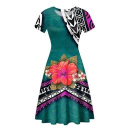 Dresses Cumagical Women Suitable Elegant Short Sleeve Polynesian Dress Ladies Halloween Present Oneck Tribal Female Pleated Dress