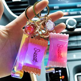 Key Rings New Candy Student Bag Jewelry Pendant Wholesale Glow Keychain Llaveros Para Mujer G230525