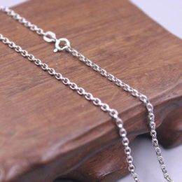 Chains Pure 18K White Gold Necklace 2mmW Cable Chain Link Stamp Au750 For Woman