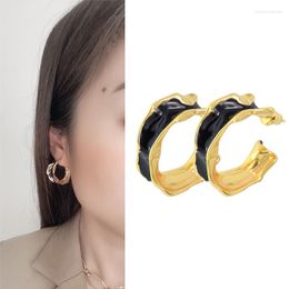 Hoop Earrings Women Punk Earring Drop Oil Color C Shape Luxury Jewelry Unique Pattern Charm Fashion Designer Ear Accessory