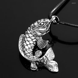 Pendant Necklaces Drop Whole Sale Cute Lucky Fish Koi Necklace For Women Girl Vintage Stainless Steel Leather Chain Neck Jewellery