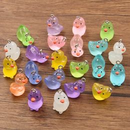 10Pcs Mix Style Size Noctilucent Duck Resin Earring Charms Diy Findings 3D Phone Keychain Bracelets Pendant For Jewellery Making