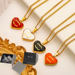 Never Fading Luxury Brand Designer Pendants Necklaces Gold Plated Stainless Steel Heart Double Letter Choker Pendant Necklace Chain Jewellery Accessories With BOX