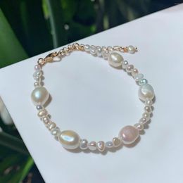 Strand Real Natural Freshwater Pearl Bracelets For Women White Irregular Baroque Beaded Wedding JewelryParty