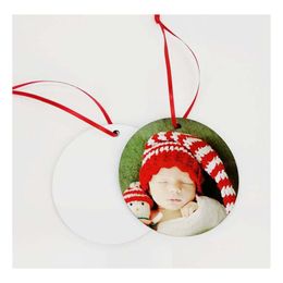 Christmas Decorations 150Pcs Sublimation Mdf Ornaments Double Square Round Shape Transfer Printing Drop Delivery Home Garden Festive Dhvx1
