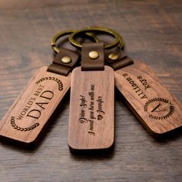 3mm Wood Keychain For Keys PU Leather Keychain For Women Blank Keyring For Car Accessories Wholesale Fashion Jewellery Trend Gift