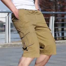Shorts Summer Long Cargo Plus Size 6XL Casual Cotton Multi Pocket Hot Air Cut Trousers Military Short Sleeve Men's P230524