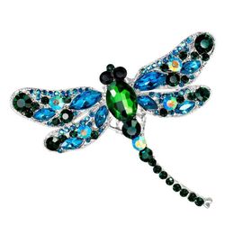 Pins Brooches Crystal Animal Pin Vintage Dragonfly For Women Large Insect Rhinestone Brooch Fashion Dress Coat Accessories Jewellery Dhddg