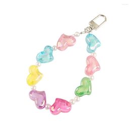 Chaves de chaves de chaves cardíacas transparentes, doces doces colorido de colorido, anel de chave para mulheres para mulheres, lotes pendentes de cadeia de carros pendentes