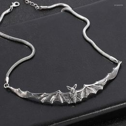 Pendant Necklaces 2023 Vintage Gothic Vampire Bat Necklace Punk Retro Silver Colour Choker Collier For Women Men Hip Hop Goth Party Jewellery