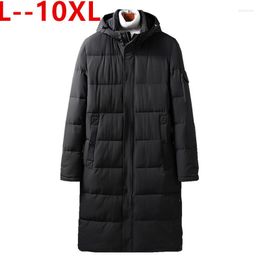 Men's Down Plus 10XL 8XL 6XL 5X Long Parkas Winter Jacket Men Warm Windproof Casual Outerwear Padded Cotton Coat Big Pockets