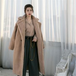 Women's Fur Winter Lamb Wool Mid-length Jacket Women Thicken Warm Femme Plush Teddy Bear Imitation Coat Clothes Female 2023