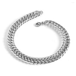 Link Bracelets Stainless Steel Foxtail Double-layer Chunky Curb Cuban Chain Herringbone Braided Bracelet For Woman Men Anniversary Jewelry