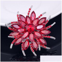 Pins Brooches Austrian Crystal Brooch Pins For Women Top Quality Flower Broches Jewellery Fashion Wedding Party Bijoux Broche Drop Del Dhk7S