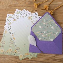 Gift Wrap 6 Envelope 10 Letter Paper Set Creativity Ancient Style A5 Fragmented Flower Beautiful Fresh Western Small