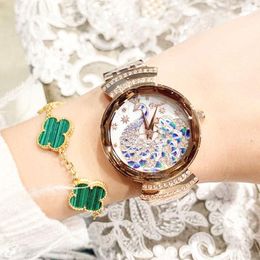 Wristwatches Woman Watch Simple And Small Literary Lady Artistic Steel Belt Waterproof Quartz With Beautiful Animal Pattern