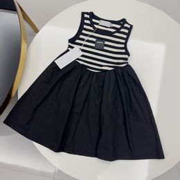 girls dress girl clothes girl's skirt baby clothes Lapel sleeveless pure cotton design summer fasion dresses luxury brand size 90-140