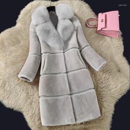 Women's Fur Jacket Female Coat Women Solid Long Laides Wool Blended Casual Faux Xk2-53