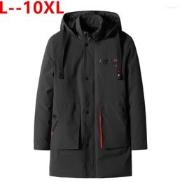 Men's Down Plus Big Size 10XL 8XL 6XL 5XL 4XL 2023 Winter Long Parka Men Thick Fashion Adjustment Belt Jackets Coat Male Clothes Zipper