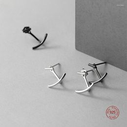 Stud Earrings LKO Real 925 Sterling Silver Arc Hook For Fashion Women OL Daily Jewelry Anchor Ear Studs Girls Accessories