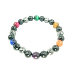 JLN Hematite Onyx Dyed Tiger Eye Bracelet Natural Stone Stained Stone Multi Colours Bracelets For Men Women Jewellery