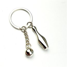 Keychains Creative Metal Bowling Keychain Pendant Personalised Sports Keyring Chain Team Gift