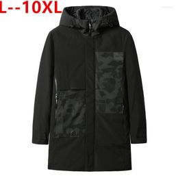 Men's Down Big Plus 10XL 8XL 6XL 2023 Mens Winter Solid Parka Warm Jackets Simple Hem Practical Windroof Zipper Pocket High Quality