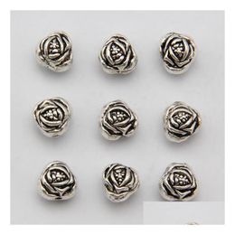 Spacers Epacket Dhs 9Xmmx7Mm Nonfading Rusty Diy Spacer Doublesided Rose Loose Beads Beaded Accessories Wild Gsdwz051 Tibetan Sier D Dhymg