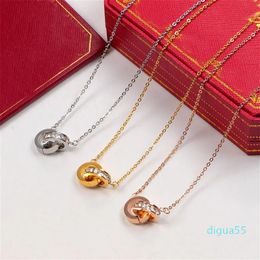 Pendant Rose Gold Silver Colour Necklace with stone for Women Vintage Collar Costume Jewellery