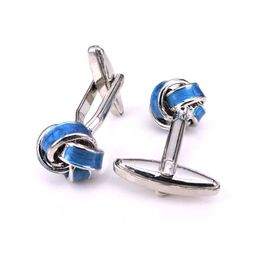 Cuff Links C-MAN Jewellery Shirt Men's Brand Blue Knot Cufflinks High Quality Abotoaduras Free Shipping G220525