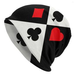 Berets Poker Four Suits Bonnet Homme Hip Hop Knit Hat For Men Women Warm Winter Card Game Players Beanies Caps