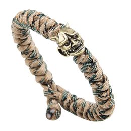 New Fashion Ghost Head Charm Bracelet Braided Camouflage Paracord Bracelets for Gift