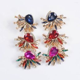 Dangle Earrings PPG&PGG Colourful Stones For Women Crystal Large Drop Boho Fringed Hanging Bridal Statement Jewellery