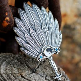 Chains Men's Pendant Taiji Feather Fan Small Necklace Hanfu Accessories For Men And Women Antique Retro