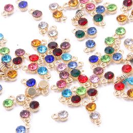 30Pcs 4*6mm 12 Colour Mini Small Crystal Metal Rhinestone Charms For Jewellery Making DIY Bracelet Necklace Accessories Findings