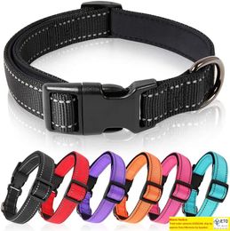 Reflective Fashion Dog Collars Colourful Fadeproof Designer belt for Large Dogs with Soft Neoprene Padded Breathable Nylon Puppy Collar