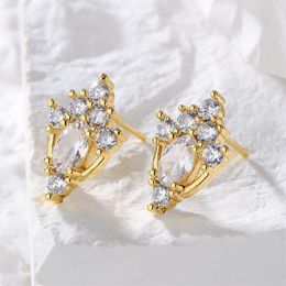 Stud Earrings Mafisar Fashion Gold Color Geometric For Women Colourful CZ Zircon Pave Setting Earring Female Wedding Jewelry