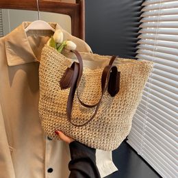 Evening Bags Summer Straw Bag Large Capacity Bucket Rattan Women Shoulder Wicker Woven Handbags Luxury Beach Big Tote Purse