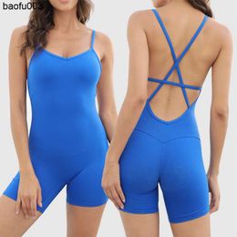 Women's Tracksuits Yoga Outfits Women Sport Jumpsuit High Stretch Plain Fitness Backless Sports Romper Playsuit Sleeveless Gym one-piece Fast Dry Suit J230525