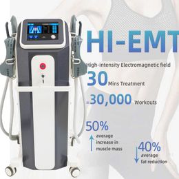 Hi emt emslim rf equipment electric muscle stimulate tesla cellulite removal ems body shaping machines 4 handle