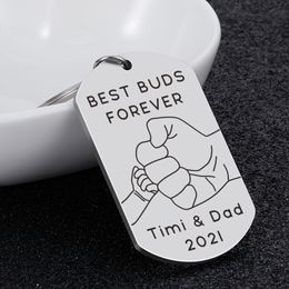 Personalized Fathers Day Gifts Keychain Customized Name to Son Dad Original Gift for Car key Best Buds Forever Key Hook Decor