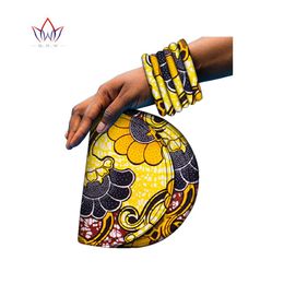 Bangle BRW Brand New Large Ankara Kente Handmade Bangles and small bag African Print Fabric Covered Wood Bangles for girl gift WYB575