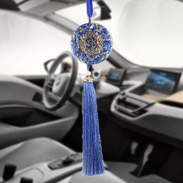 Keychains Car Accessorie Healing Orgone Pendant Auto Rearview Reiki Chakra Mirror Pendants Long Tassel Decoraction Ornaments