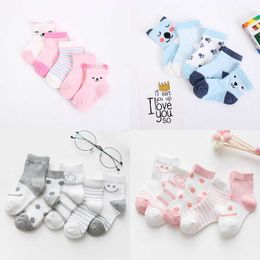Socks 5 pairs/batch of baby suitable for newborns cartoon soft cotton socks summer 0-24 months boys and girls cute mesh children's gift G220524