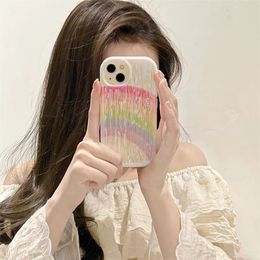 Designer Phone Case Rainbow Smiley Face Cartoon Suitable for iPhone 14 13 12 Pro 11 14plus Soft case Anti-fall phone case