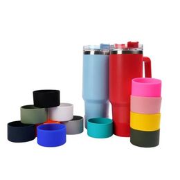 7.5cm Silicone Protective Bottom for 40oz Tumblers Coaster Bottle Sleeve Anti-slip Water Bottle Boot Cover Tumbler Cup Flask Silicone Holder 14 Colors E0525